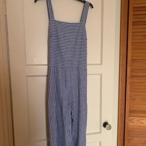Striped blue and white linen jumpsuit (NWT)
